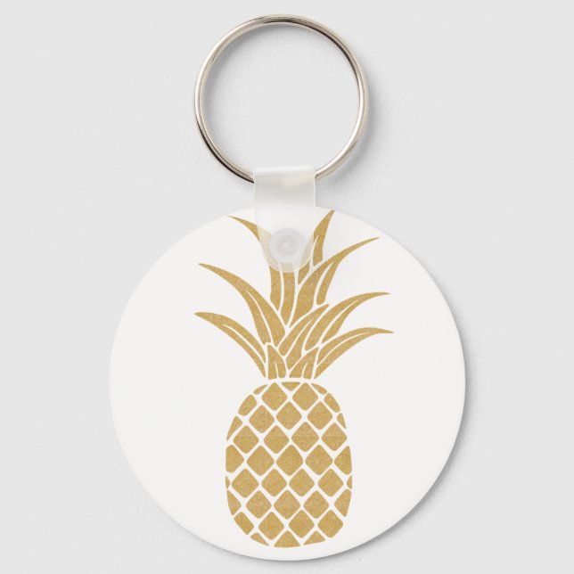 Regal Gold Pineapple Button Keychain (Front)
