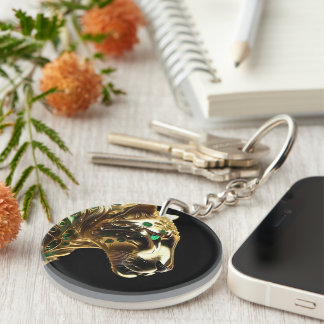 Regal Grace: The Gold Jaguar Adorned with Emeralds