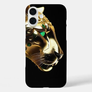 Regal Grace: The Gold Jaguar Adorned with Emeralds iPhone 16 Plus Case