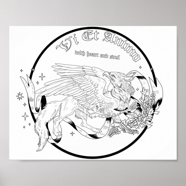 Regal Gryphon Colouring Page  Poster (Front)