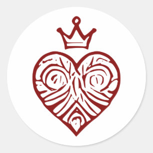 Regal Heart with Crown Artistic Design Classic Round Sticker