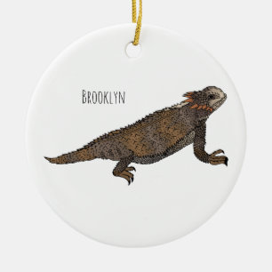 Regal horned lizard cartoon illustration ceramic ornament