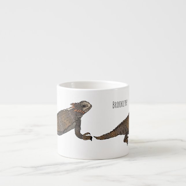 Regal horned lizard cartoon illustration  espresso cup (Front)