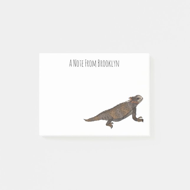 Regal horned lizard cartoon illustration  post-it notes (Front)