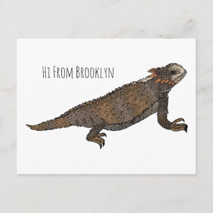 Regal horned lizard cartoon illustration postcard