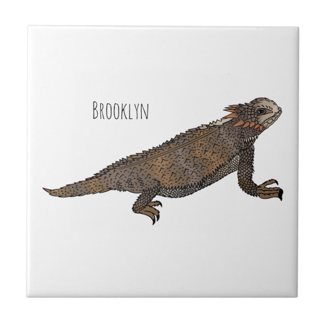 Regal horned lizard cartoon illustration  tile (Front)