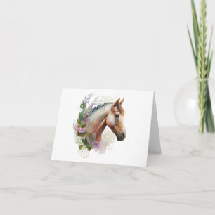 Regal Horse with Flower Wreath BLANK  Card