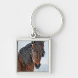 Regal Icelandic Horse Headshot Keychain