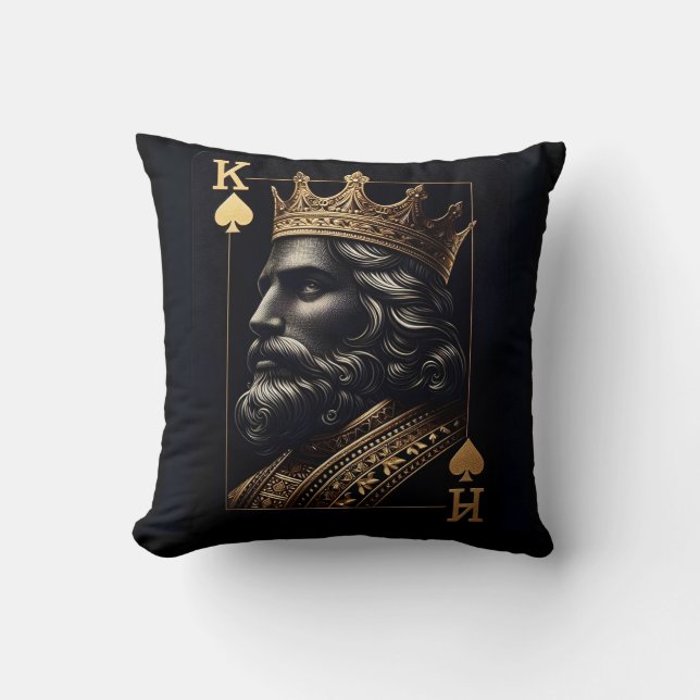 Regal King of Spades Throw Pillow (Front)