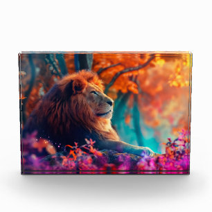 Regal Lion in Enchanted Forest Design Photo Block