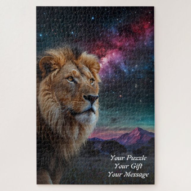 Regal Lion Under a Starry Sky Jigsaw Puzzle (Vertical)