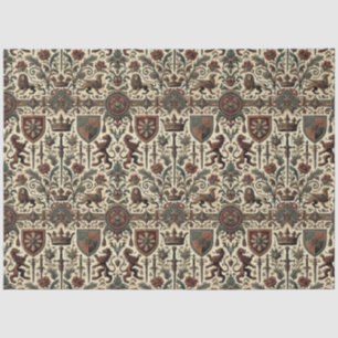 Regal Medieval Heraldic Pattern Tissue Paper