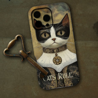 Regal Medieval Tuxedo Cat Rules iPhone 16 Pro Max Case