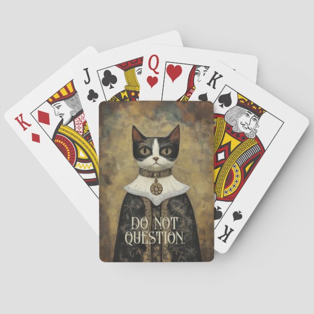Regal Medieval Tuxedo Cat Rules Playing Cards (Back)