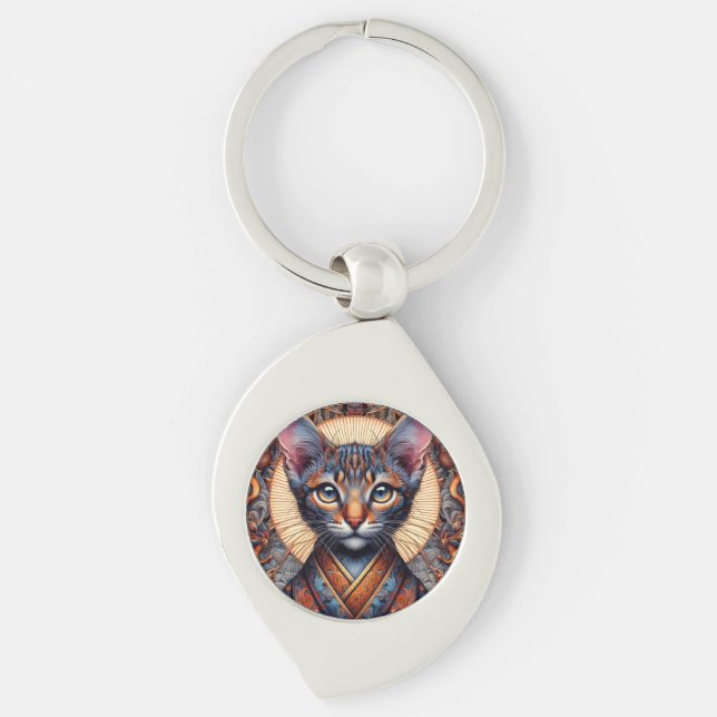 Regal Mythic ornate fantasy feline  Keychain (Front)