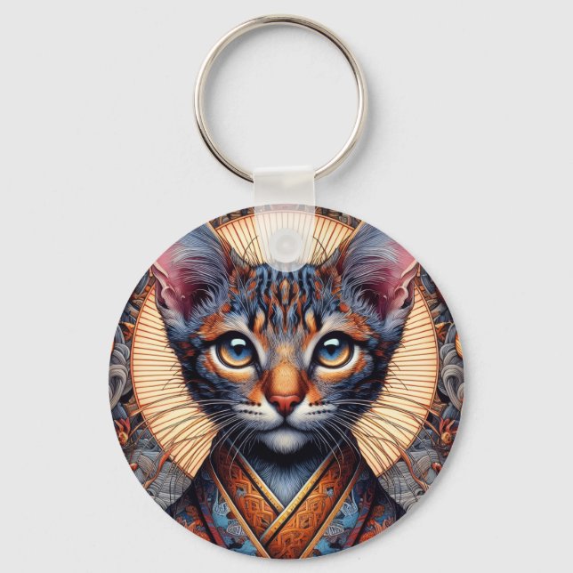 Regal Mythic ornate fantasy feline  Keychain (Front)