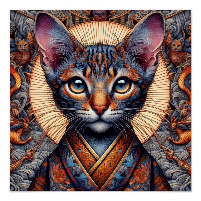 Regal Mythic ornate fantasy feline  Poster (Front)