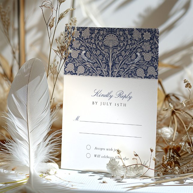 Regal Navy and Cream RSVP Wedding Invitation (Creator Uploaded)
