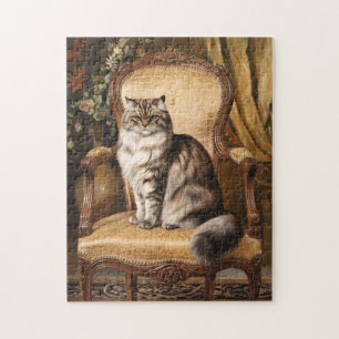 Regal Persian Cat Vintage Style Painting Jigsaw Puzzle