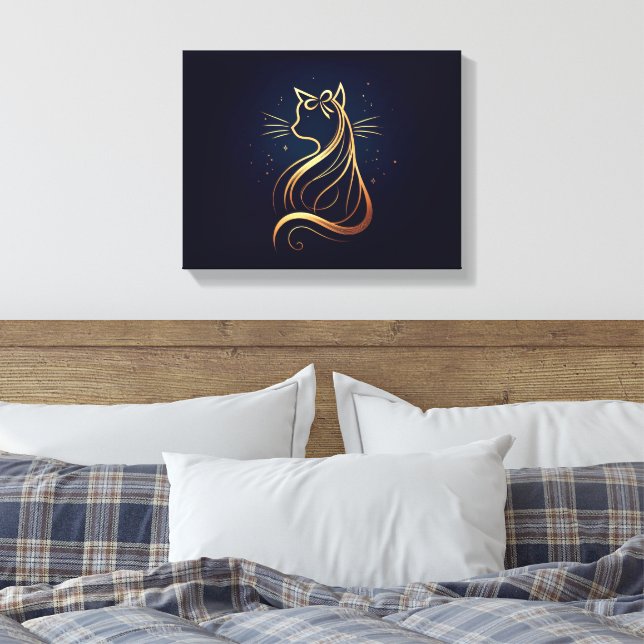 Regal Persian Cat with Bow Canvas Print (Insitu(Bedroom))
