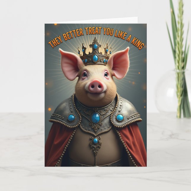 Regal Pig Birthday Card (Front)