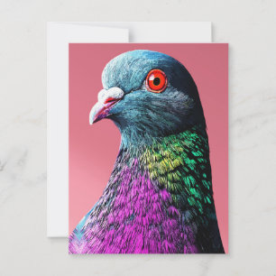 Regal Pigeon Majesty Vivid Realistic Bird Portrait Postcard