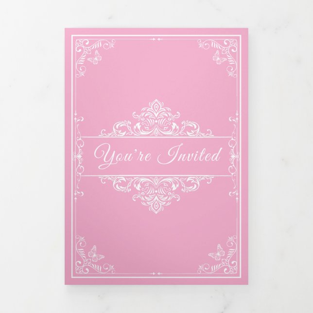 Regal Pink Quinceañera - Invitations photo personn (Page de couverture)