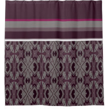Regal Plum Echoes: Modern Patterned Shower Curtain