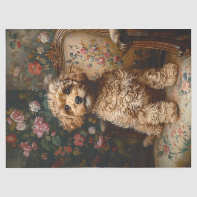 Regal Poodle Vintage Decoupage Tissue Paper (Front)