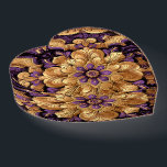 Regal Purple and Gold Floral Heart Paperweight<br><div class="desc">Regal Purple and Gold Floral Heart Paperweight</div>