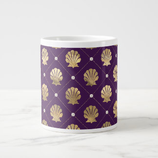 Regal Purple and Gold Shell Jumbo Mug