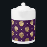 Regal Purple and Gold Shell Porcelain Teapot<br><div class="desc">Regal Purple and Gold Shell Porcelain Teapot</div>