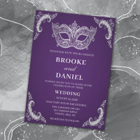 Regal Purple and Silver Masquerade Feather Wedding