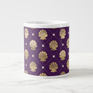 Regal Purple et Gold Shell Jumbo Mug