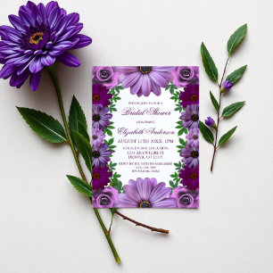 Regal Purple Floral Bridal Shower Invitation
