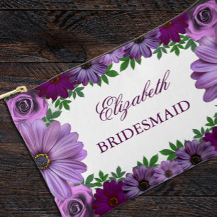 Regal Purple Floral Wedding Accessory Pouch