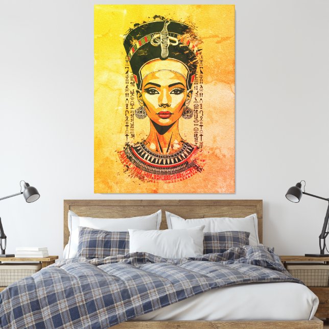 Regal Queen of Egypt – Modern Neo-Pharaoh Art Canvas Print (Insitu(Bedroom))