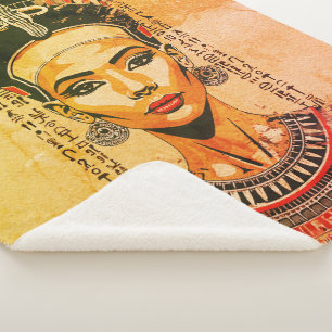 Regal Queen of Egypt – Modern Neo-Pharaoh Art Sherpa Blanket
