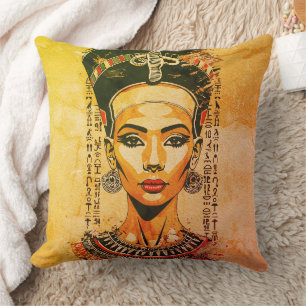 Regal Queen of Egypt – Modern Neo-Pharaoh Art Throw Pillow