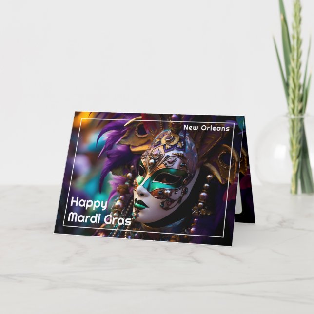 💚💜💛Regal Radiance: Mardi Gras Majesty Card (Front)