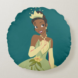 Regal Radiance Princess Tiana Round Pillow