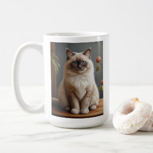 Regal Ragdoll Cat Portrait Fluffy Blue Eyed  Coffee Mug