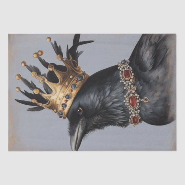 Regal Raven: Profile in Crown Decoupage Paper (Front)