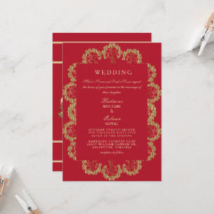 Regal Red & Gold Faire-part de mariage de style in