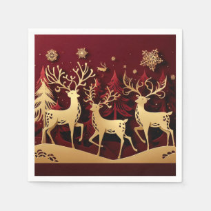Regal Reindeer Ensemble – Paper-Cut Forest Napkin