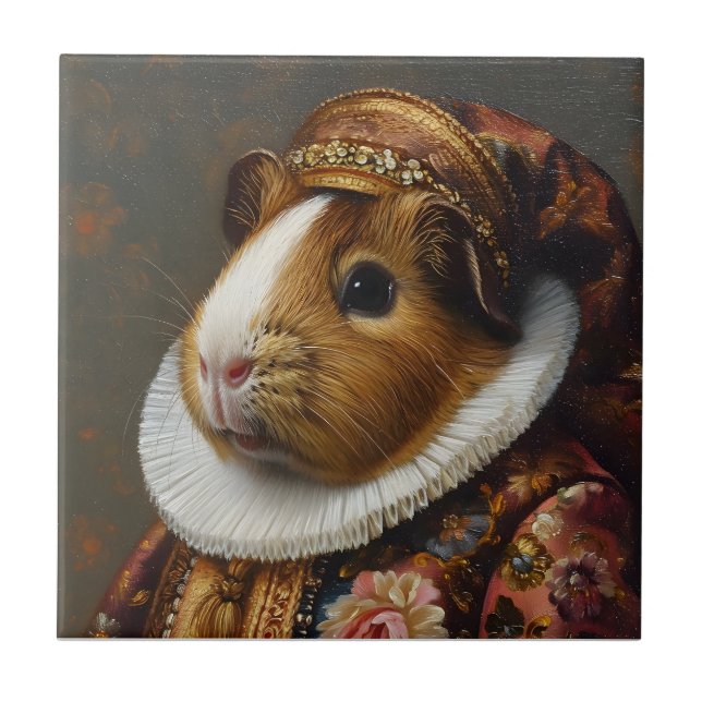 Regal Renaissance Guinea Pig Portrait Tile (Front)