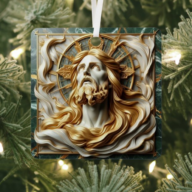 Regal Reverence Jesus In Gold Metal Ornament (Insitu)