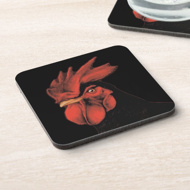 Regal Rooster Majestic Pride Portrait Coaster (Left Side)