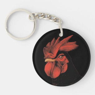 Regal Rooster Majestic Pride Portrait Keychain