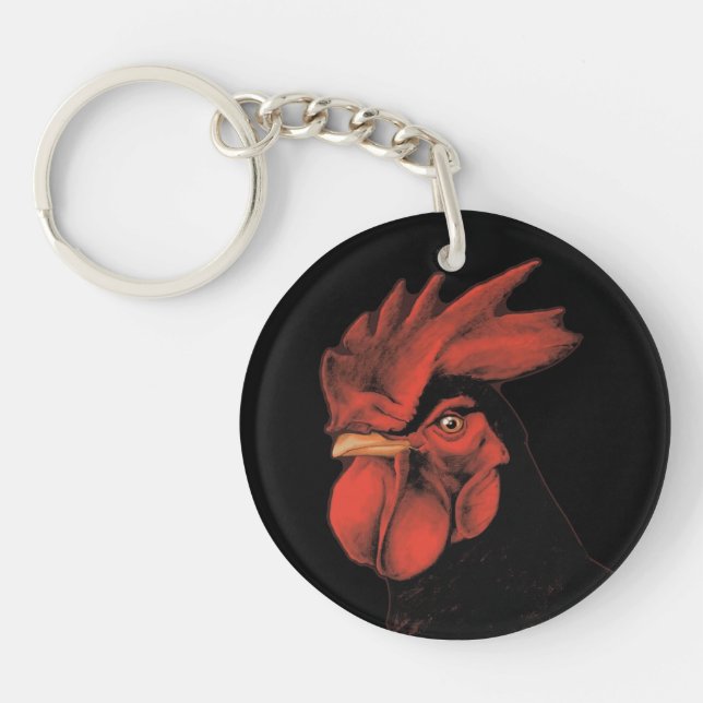 Regal Rooster Majestic Pride Portrait Keychain (Front)